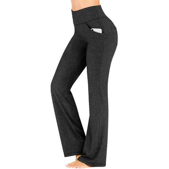 frariair Womens Yoga Pants with Pockets Plus Size Flare Leg Leggings Stretchy High Waisted Bootcut Wide Leg Yoga Pant Black 1 PC