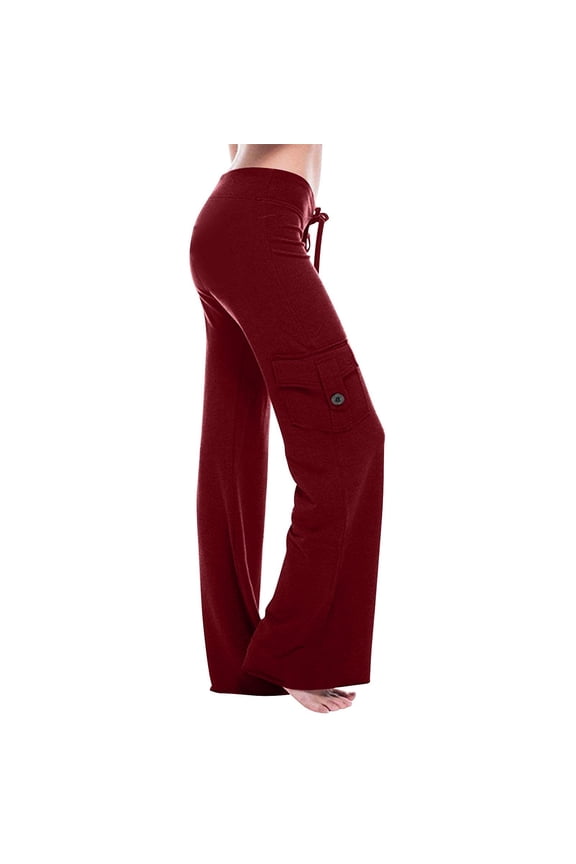 Womens Yoga Pants with Pockets Plus Size Flare Leg Leggings Stretchy High Waisted Bootcut Wide Leg Yoga Pant Red 1 PC