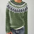 thumbnail image 1 of frariair sweaters for women Knitted Isle Print Retro Sweater Loose Crewneck Long Sleeve Pullover Tops Green, 1 of 4