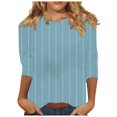 thumbnail image 1 of frariair women's t-shirts Women's Spring Round Neck Regular Printed Loose Casual Seven Quarter Sleeve T Shirt Light Blue, 1 of 1