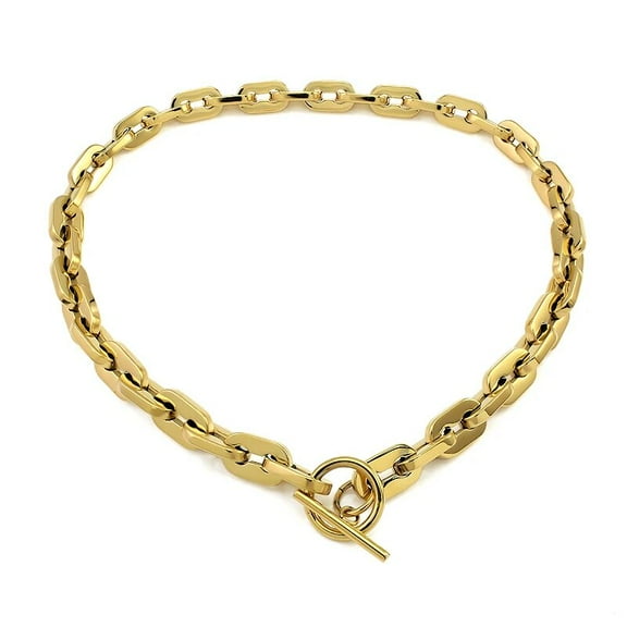 free shipping Stainless Steel Chain Necklace for Men Women Hip Hop Punk Link Chain Chokers Vintage Gold Color Solid Metal Collar