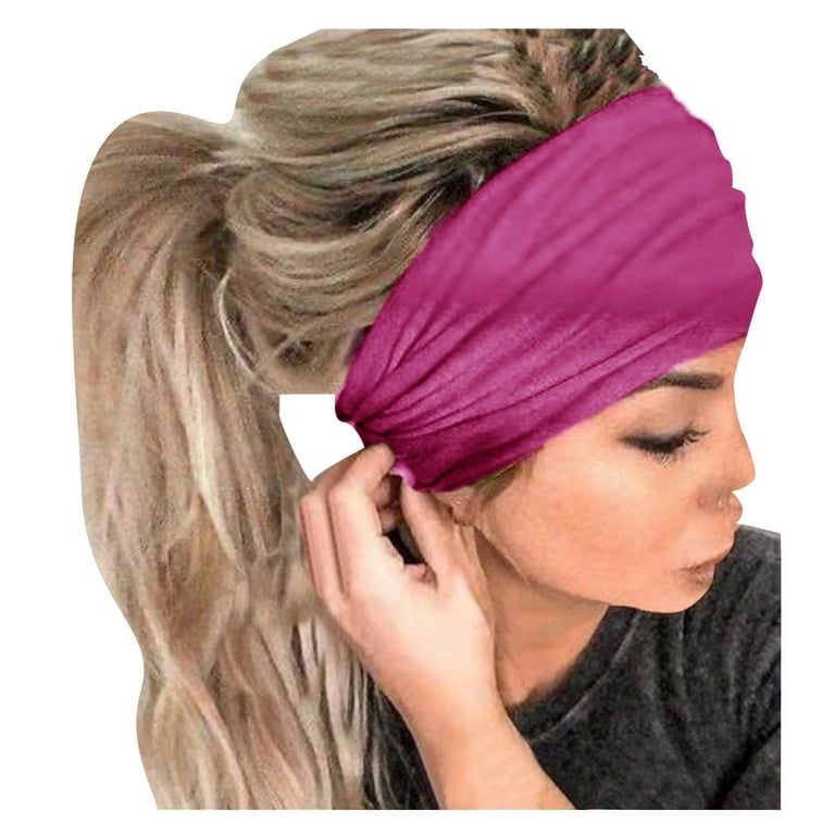 frehsky headbands for women women print headband elastic head wrap hair  band bandana headband hot pink 
