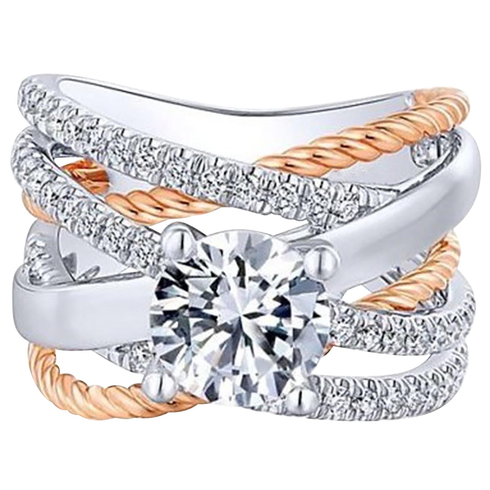 frehsky rings engagement round cut zircons women wedding rings