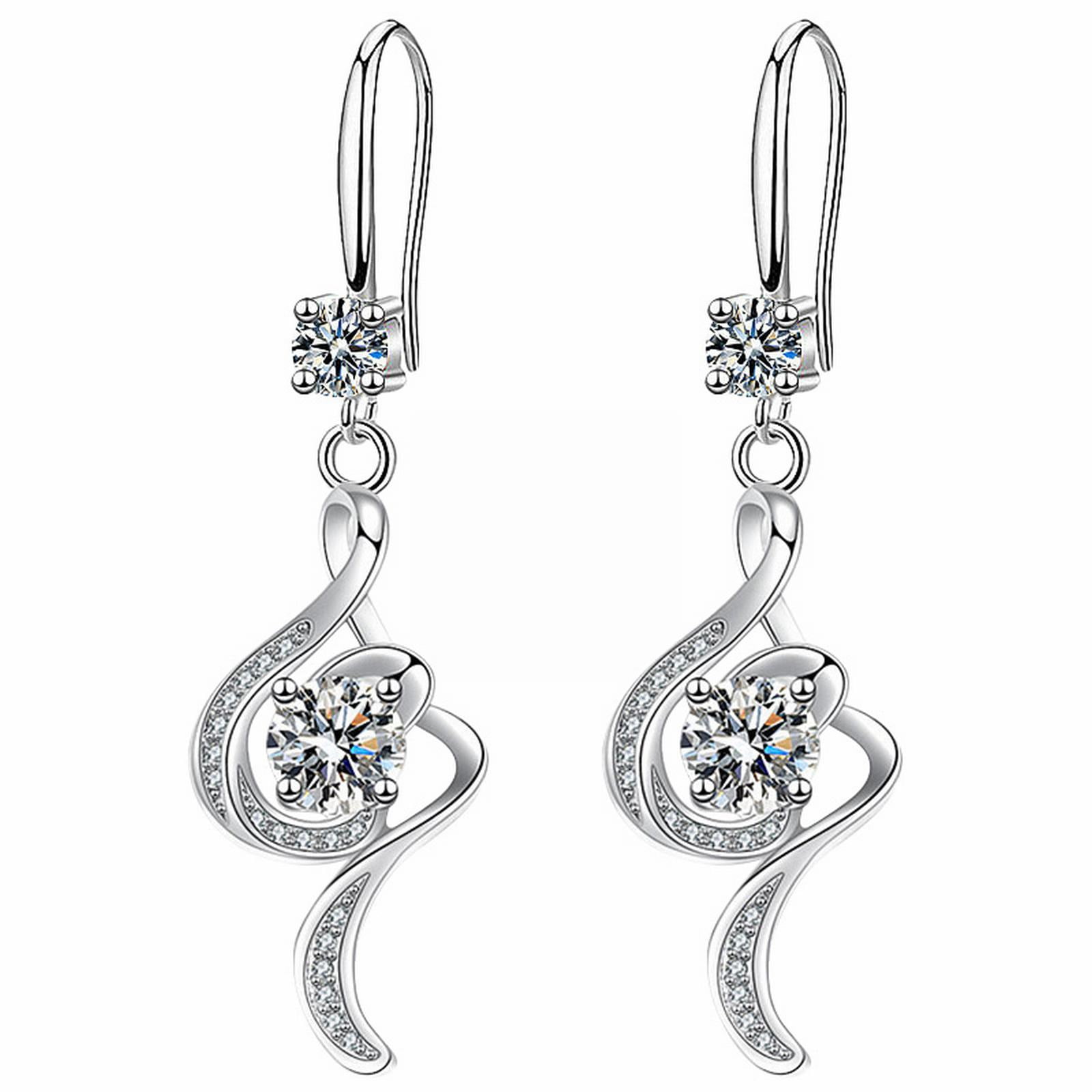 White Gold Plated Silver Drop / Dangle Moissanite Earrings 2ctw – Luxus  Moissanite