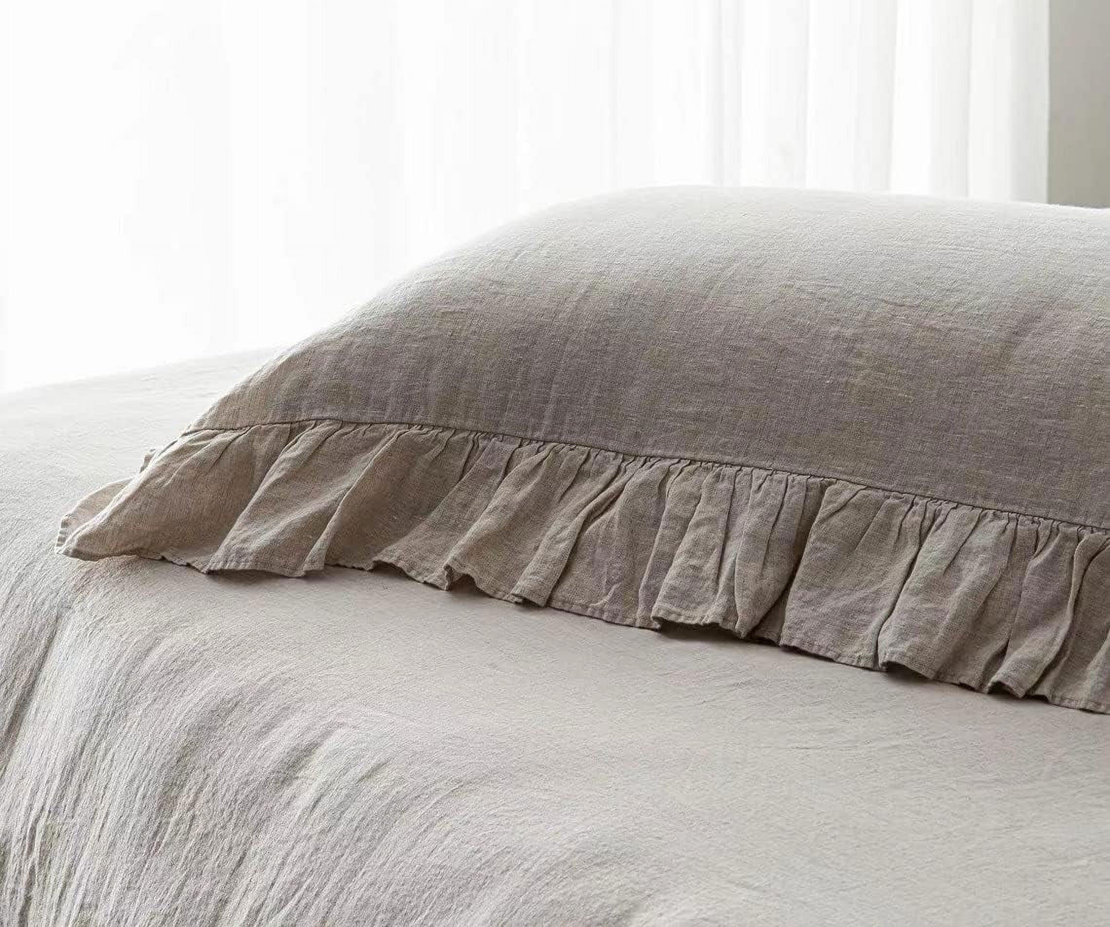 french linen ruffled pillow case shames body case shams 4" ruffle