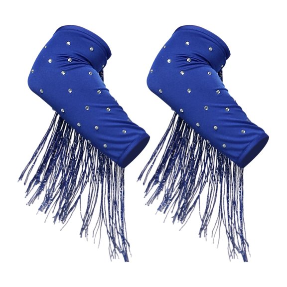 freneci 1 Pair Latin Dance Arm Sleeves Comfortable Shiny Practice Durability Sparkly Blue