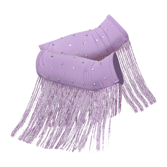 freneci 1 Pair Latin Dance Arm Sleeves Comfortable Shiny Practice Durability Sparkly Purple