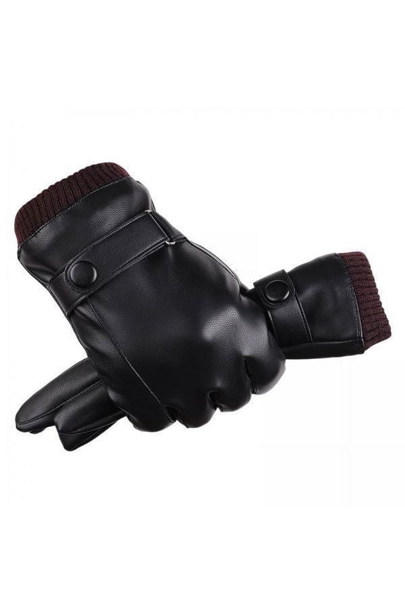 3xMen Winter Gloves PU Leather Windproof Touchscreen Texting Typing for Riding