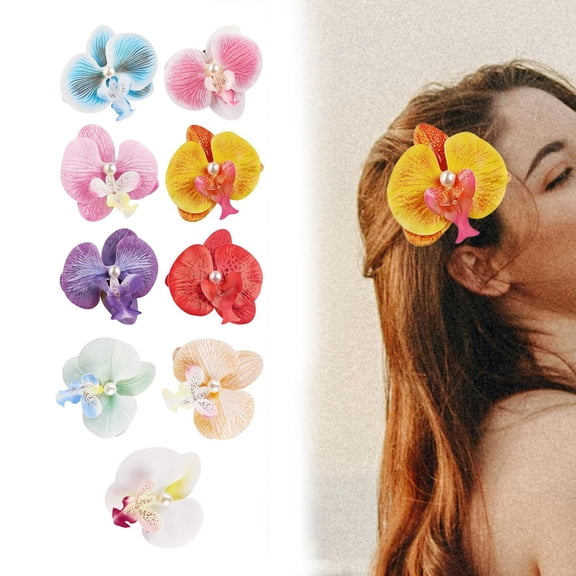 freneci 9 Pieces Colorful Orchid Hair Clip Easy to Wear for Vacation Summer Birthday