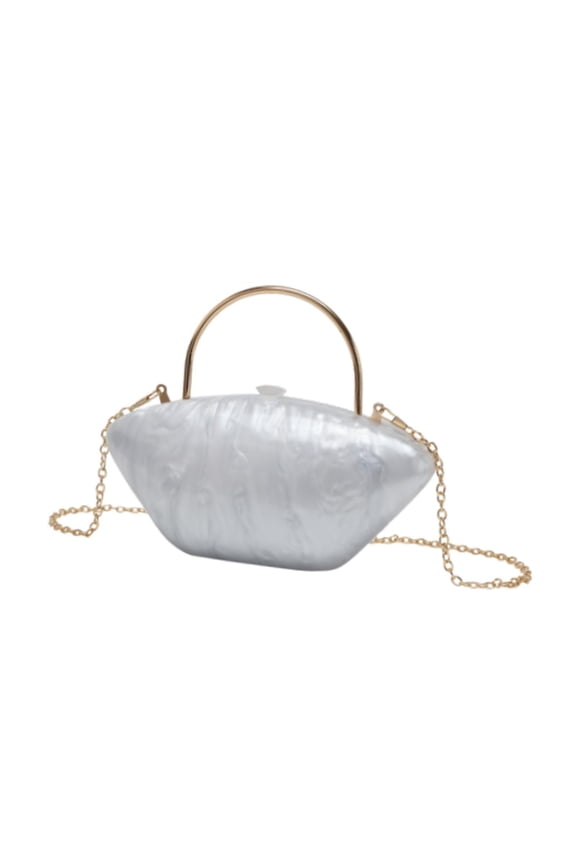 Acrylic Evening Clutch Purse Elegant Crossbody Bag for Dating Night Out Prom White