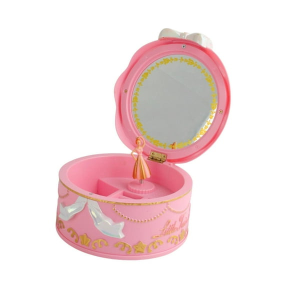 freneci Ballet Dancer Music Box Novelty Jewelry Organizer for Household Dorm Bedroom Pink