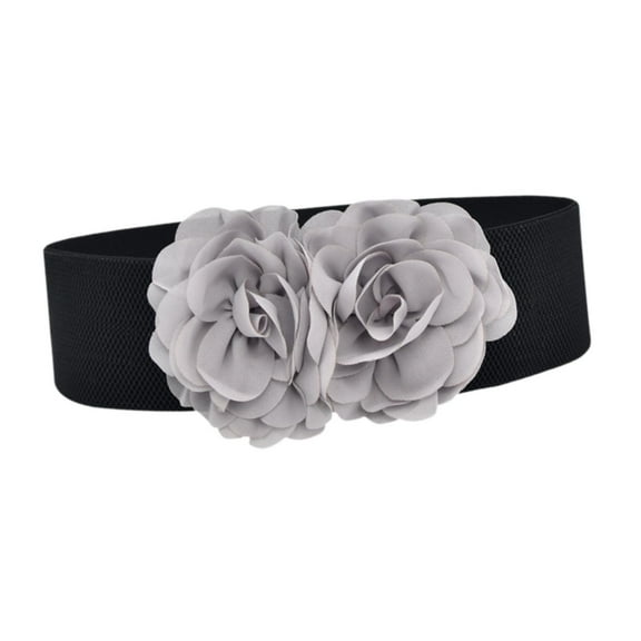 freneci Bangelaster Belt for Women, Elegant Covenant for Maxi Shirts Coat Blouse Clothing Gray Flower