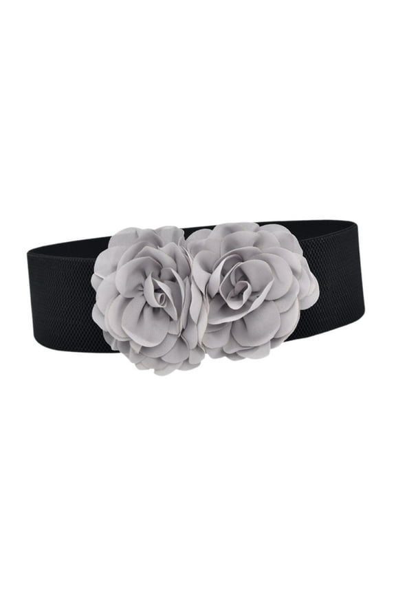 Bangelaster Belt for Women, Elegant Covenant for Maxi Shirts Coat Blouse Clothing Gray Flower