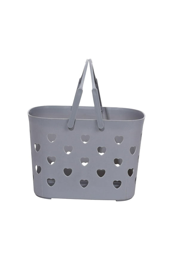 Beach Tote Bag Storage Bag Travel Bag with Holes Love Heart Shower Organizer grey