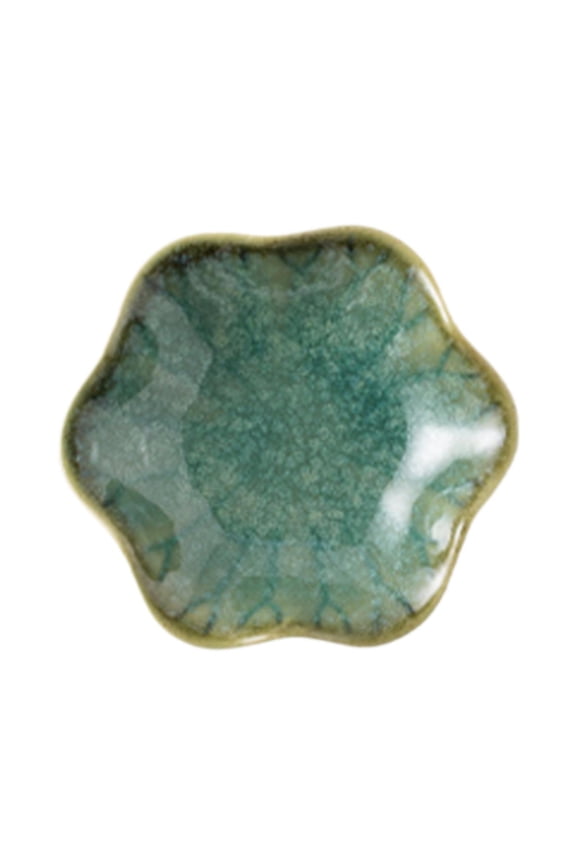 Ceramic Trinket Tray Flower Shape Spoon Holder Decorative Plate Key Bowl Dish for Trinket Daughter Kitchen Birthday Gift Green