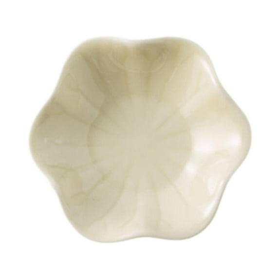 freneci Ceramic Trinket Tray Flower Shape Spoon Holder Decorative Plate Key Bowl Dish for Trinket Daughter Kitchen Birthday Gift Yellow