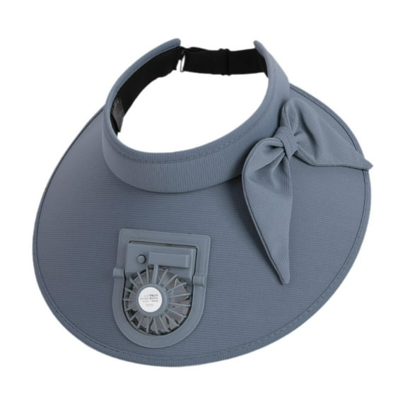 hengtong Cooling Fan Hat Portable Large Brim Sun Visor Cap for Travel Outdoor Camping Dark Gray