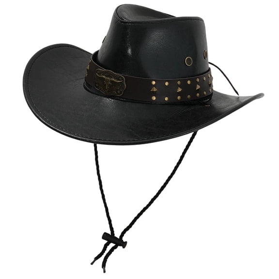 freneci Cowboy Hat Fashion Comfortable Wide Brim Jazz Hat for Travel Camping Fishing Black