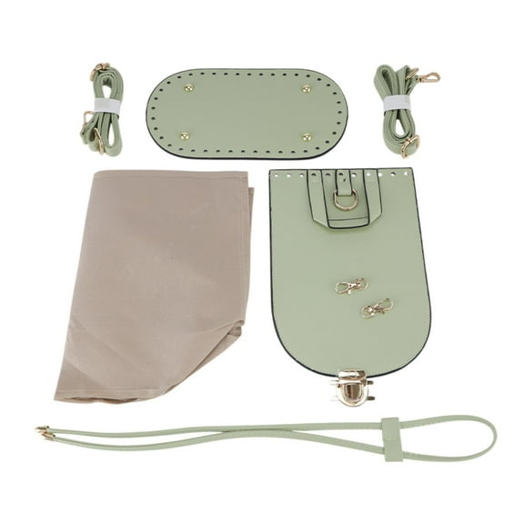 freneci DIY PU Leather Bag Making Set Lock Clasp Bag Bottom Base with Holes Material Green