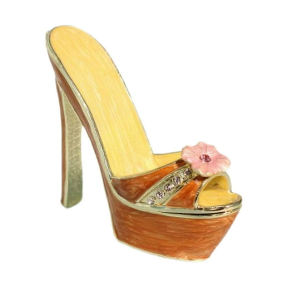 freneci Enamel Trinket Box High Heel Jewelry Box for Charms Earrings Home Decoration Coffee