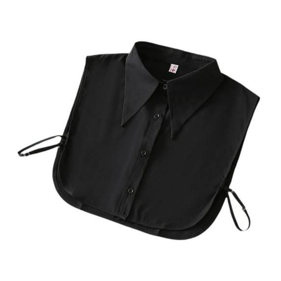 freneci False Collar Accessory Shawl Lapel Collar for Sweater Shirts Formal Uniforms Black with Button