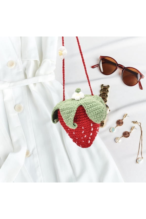 Hand Knitted Strawberry Bag Crochet Stylish Handbag for Travel Shopping Work
