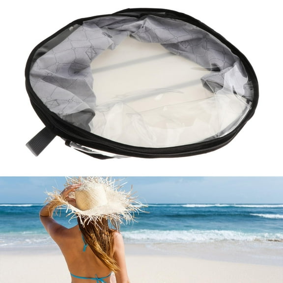 freneci Hat Box Dustproof Carrier Portable Clear Zipper Closure Cowboy Hat Organizer Gray