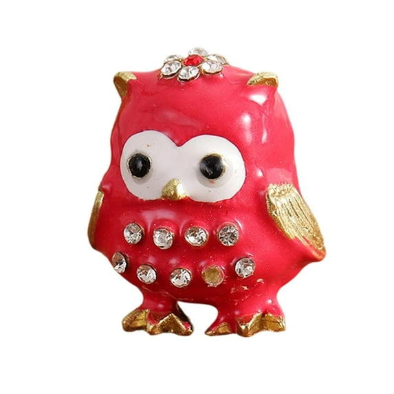 freneci Jewelry Box Decorative Dresser Owl Trinket Box for Earrings Charms Bracelets red