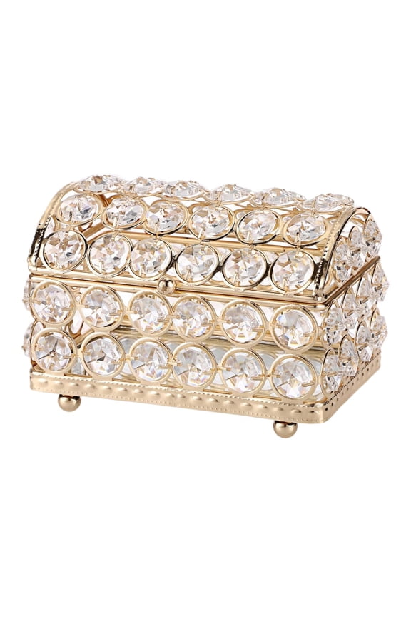 Jewelry Display Case Mirrored Treasure Chest Box for Earrings Pendant Charms