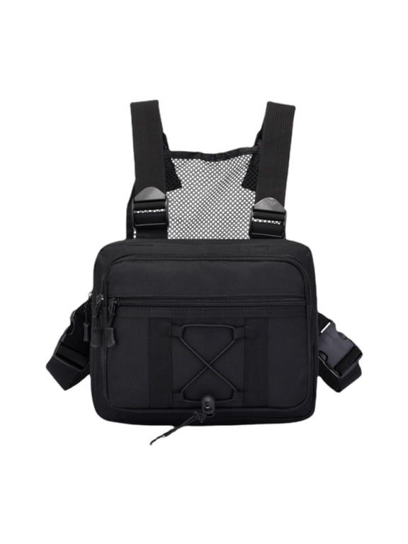 Men Chest Rig Bag Outdoor Chest Pack for Fishing Outdoor Activities Black