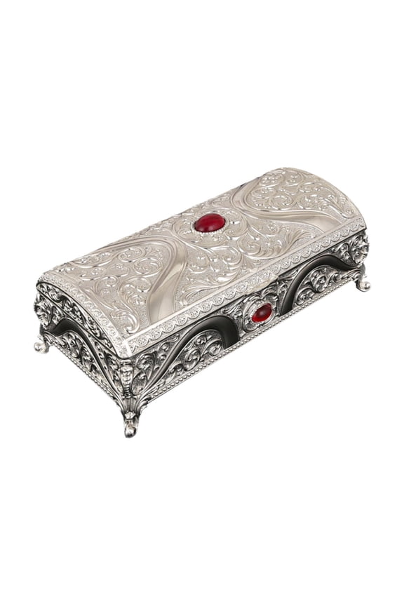 Metal Jewelry Box Vintage Jewelry Storage Organizer for Earrings Rings Argent