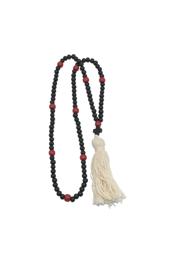 Orthodox Prayer Rope,Prayer Bead Cross,Blessing Cross Charm Tassel Wooden Rosary Length 50cm
