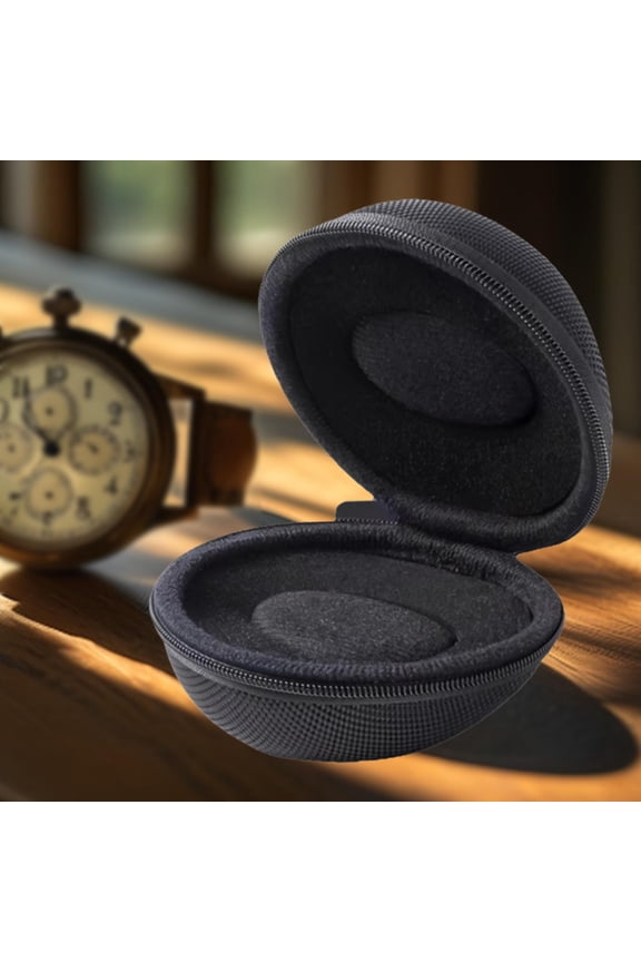 Portable Single Watch Box Multipurpose Black Sturdy with Zipper Storage Case