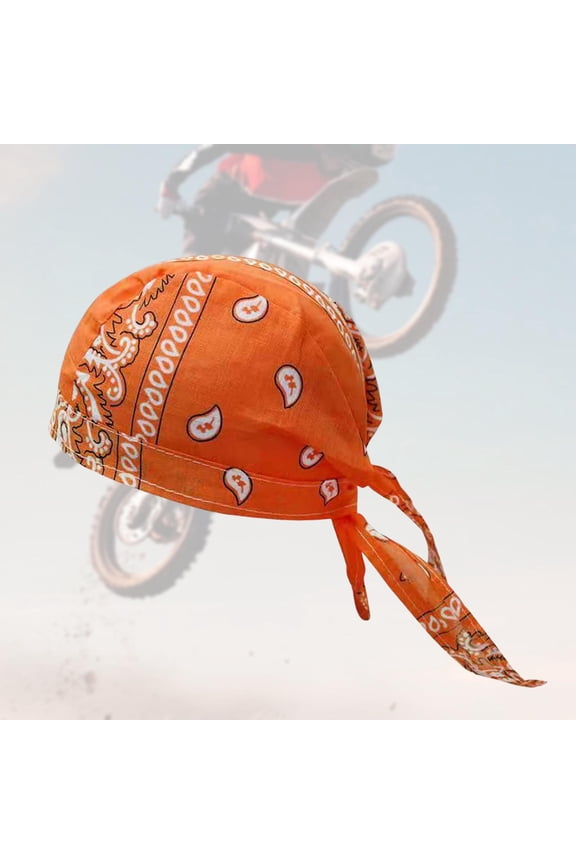 Skull Cap Breathable Head Cover Headscarf for Men Women Sweat Wicking Beanie Orange