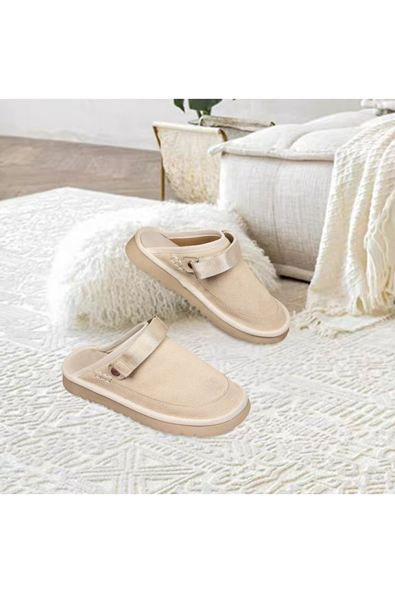 Suede Clogs Adjustable Strap Adults Slip on Footbed Work Shoes House Sandals 43