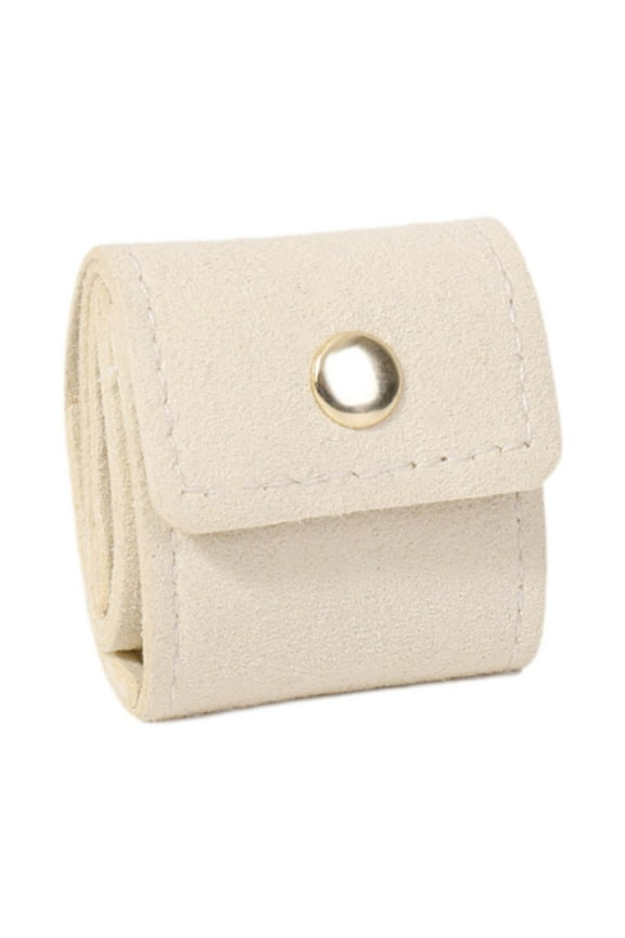 Travel Jewelry Organizer Case, Portable Foldable Roll with Buckle Mini Travel Jewelry Bag for Weekend Getaways Earrings Rings Beige