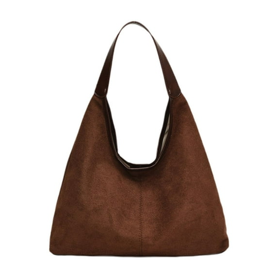 freneci Travel Tote Bag Elegant Women Suede Shoulder Bag for Shopping Outdoor Street Coffee