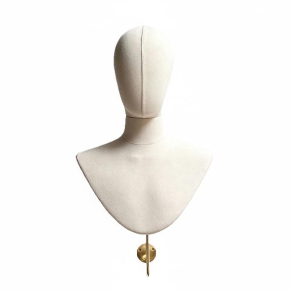 freneci Wall-hung Bust Mannequin Head Neck Shoulder Form with Linen Fabric Covering for Wig Hat Glasses and Necklace Display