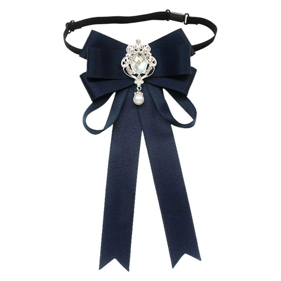 freneci Women Bow Tie for Ladies, Girl ,Adjustable Shirt Neck Ribbon, Versatile Neck Tie Deep Blue