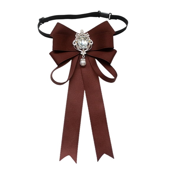freneci Women Bow Tie for Ladies, Girl ,Adjustable Shirt Neck Ribbon, Versatile Neck Tie Deep Coffee