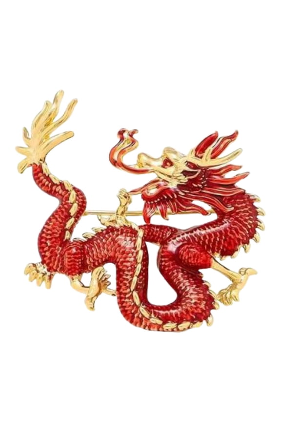 Women Men Fashion Dragon Brooch Badges Pines Vintage Party Wedding Brooches Red