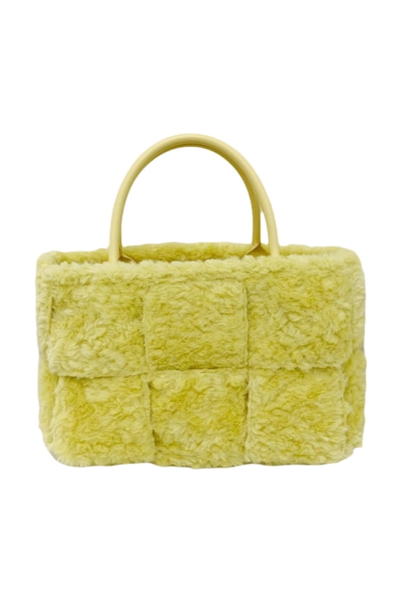 Women Tote Bag Female Plush Bag for Winter Party Travel Work Valentines Day Gift Yellow