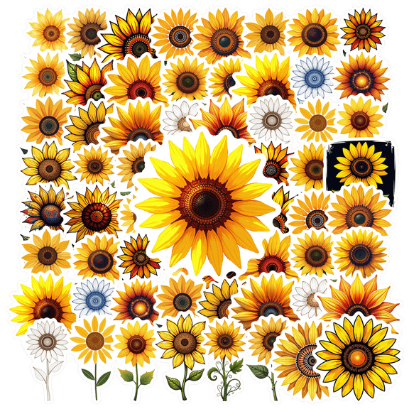 fresh Sunflower Stickers, Waterproof Sunflower Sticker for Water Bottle Laptop Phone Cases Planner Skateboard Luggage Helmet Party Favor Decor, Ideal for Adults Teens Teacher Rewards
