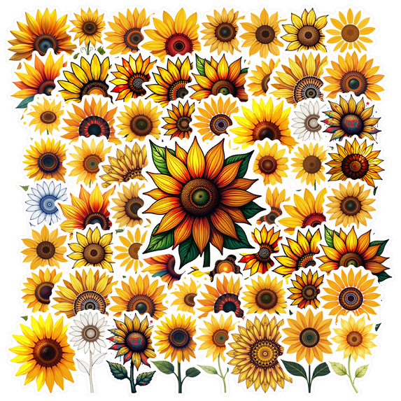 fresh Sunflower Stickers, Waterproof Sunflower Sticker for Water Bottle Laptop Phone Cases Planner Skateboard Luggage Helmet Party Favor Decor, Ideal for Adults Teens Teacher Rewards