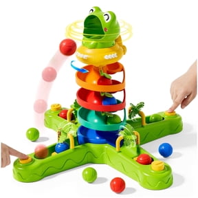 KNMDU Frog Ball Drop Toy for Kids, 4-Player 5-Layer Swirling Ball Tower with 12 Balls for Boys and Girls Ages 2-6