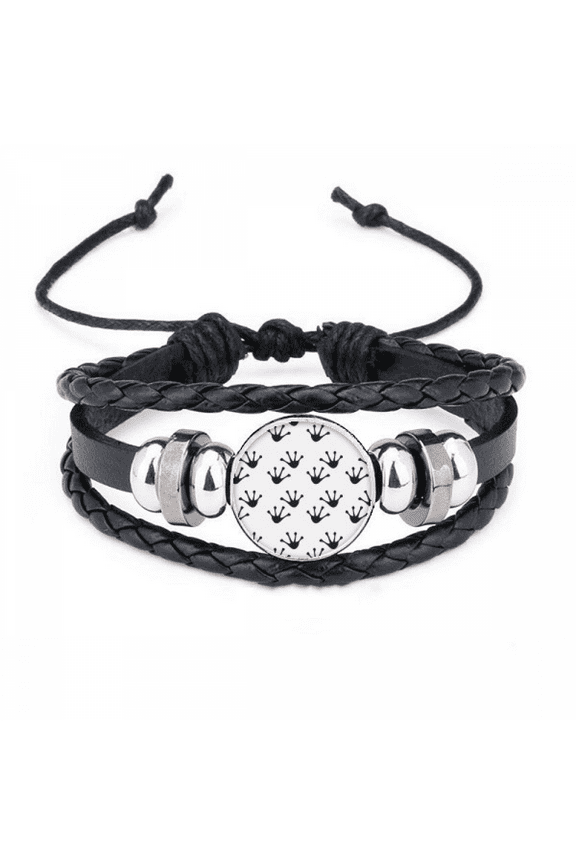 frog footprints animal outline protect animal bracelet braided leather woven wristband