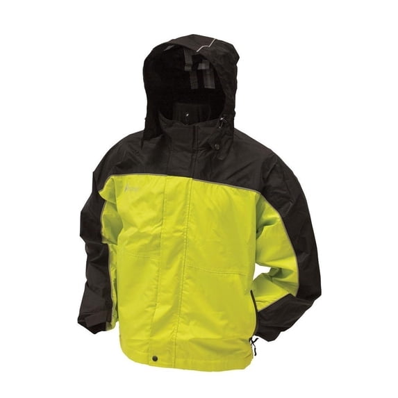 frogg toggs Men's Waterproof Highway Toadz Reflective Jacket Hi-Vis Green/Black SMALL