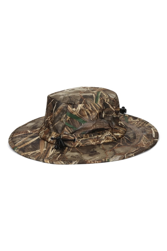 Men’s Boonie Sun Hat, Breathable and Waterproof Bucket Hat with Adjustable Shock Cord, Realtree MAX-7