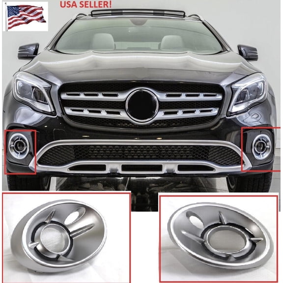 front bumper cover side grilles fog light bezel trim RH LH set for 18- 20 MB GLA