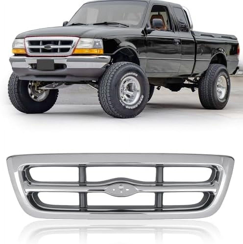 front chrome gray shell grille assembly grill silver bar insert ...
